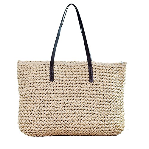 Chikencall Frauen Straw Tote Bag Heißer Verkauf Strandtasche Sommer Strand häkeln Umhängetaschen Handtasche von Chikencall