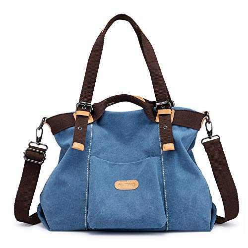 Hobo-Handtasche für Damen, Leinen, lässig, Vintage, Umhängetasche, Einkaufstasche, Blau, 11.4''(H)* 14.96''(L)* 4.72''(W) Hobo-Handtasche für Damen, Leinen, lässig, Vintage, Umhängetasche, Einkaufstasche, Blau, 11.4''(H)* 14.96''(L)* 4.72''(W) von Chikencall