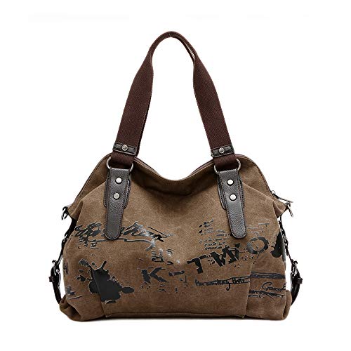Frauen Damen Leinentaschen Segeltuch Taschen Lässige Vintage Hobo Leinwand Multi-Pocket täglich Geldbörse Messenger Top Griff Schulter große Tote Shopper Handtasche Einkaufen Graffiti Taschen von Chikencall
