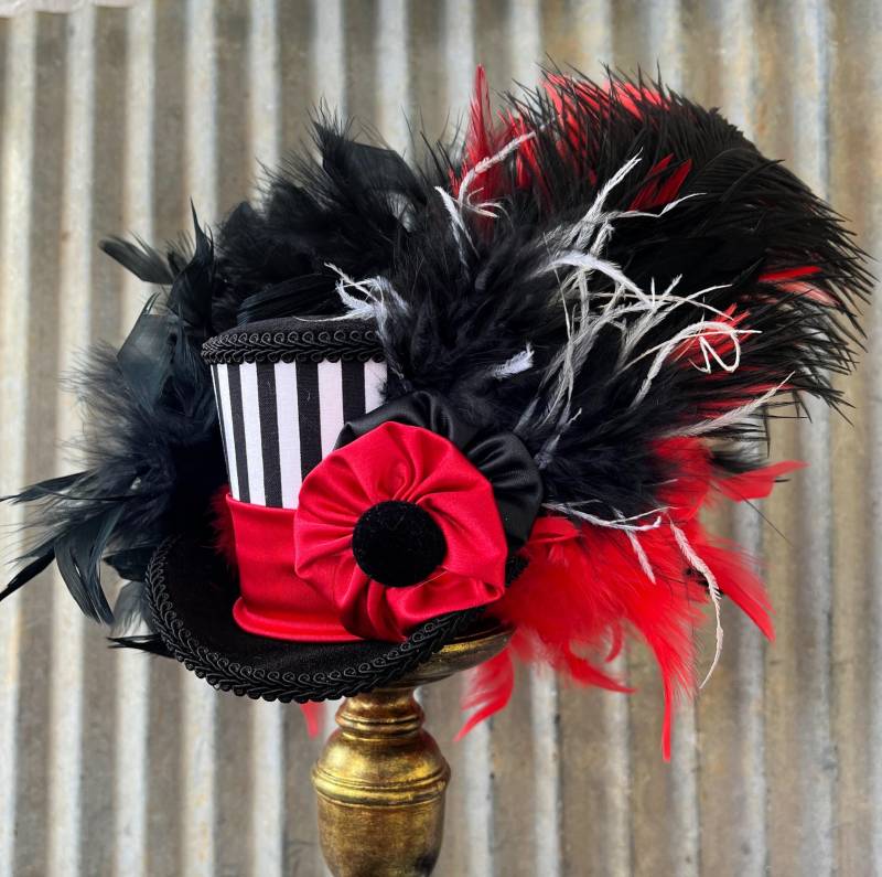 Mini Zylinder, Schwarz Und Weiß Streifen Mini Zirkus Nacht Zylinder Hut, Teeparty Kleiner von ChikiBird