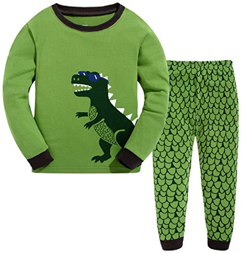 Childapjs “Dinosaurier” 2-4 Stücke Anzug der Schlafanzüge von Jungen und Mädchen mit 100% Baumwolle (2-12 Jahre alt)(Blaue Augen,140-11T) von Childapjs