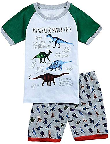 Childapjs Kinder Jungen Schlafanzug Sets Kurz Ärmel Baumwolle Nachtwäsche Größe 86-134(Dinosaurier2,134) von Childapjs