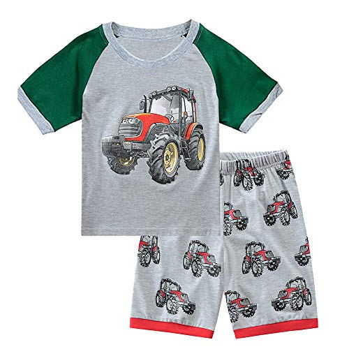 Childapjs Kinder Jungen Schlafanzug Sets Kurz Ärmel Baumwolle Nachtwäsche Größe 86-134(Traktor1,104) von Childapjs