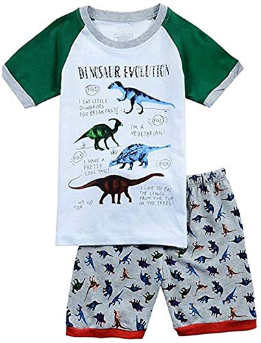 Childapjs Kinder Jungen Schlafanzug Sets Kurz Ärmel Baumwolle Nachtwäsche Größe 86-134(Dinosaurier2,86) von Childapjs