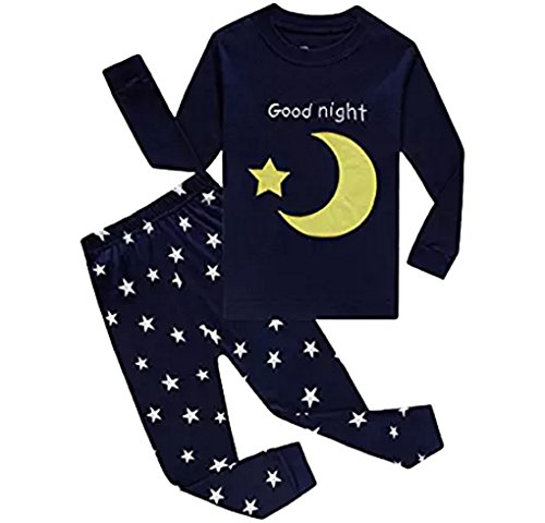 Childapjs “Raumfahrzeug” 2 Stücke Anzug der Schlafanzüge von Jungen und Mädchen mit 100% Baumwolle (2-12 Jahre alt)(Mond,140-11T) von Childapjs