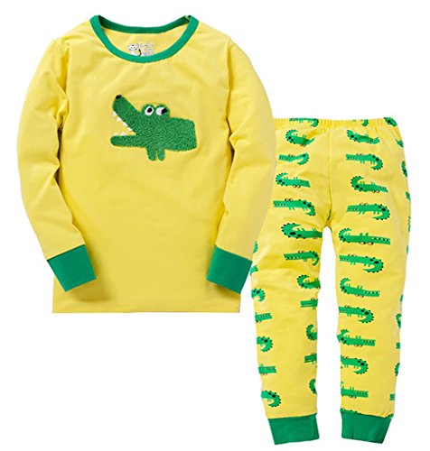 Childapjs “Tier” 2 Stücke Anzug der Schlafanzüge von Jungen und Mädchen mit 100% Baumwolle (2-12 Jahre alt)(Krokodil,122-8T) von Childapjs