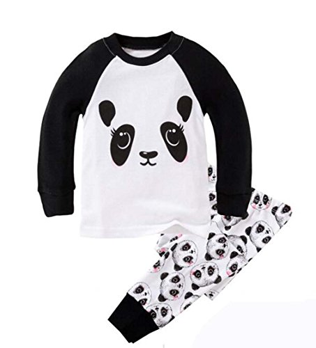 Childapjs “Tier” 2 Stücke Anzug der Schlafanzüge von Jungen und Mädchen mit 100% Baumwolle (2-12 Jahre alt)(Panda,116-7T) von Childapjs
