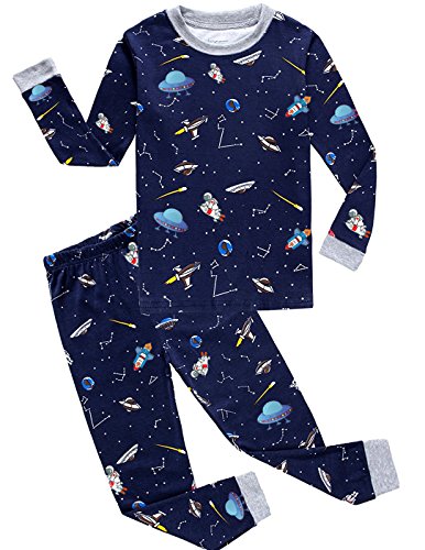 Childapjs “Raumfahrzeug” 2 Stücke Anzug der Schlafanzüge von Jungen und Mädchen mit 100% Baumwolle (2-12 Jahre alt)(Star,122-8T) von Childapjs