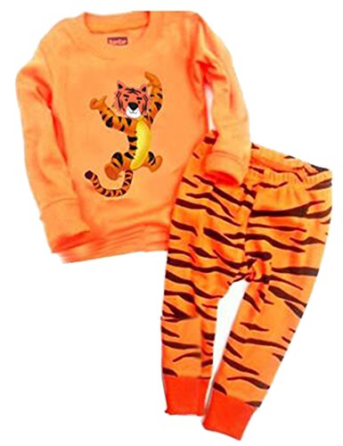 Childapjs “Raumfahrzeug”etc. 2 Stücke Anzug der Schlafanzüge von Jungen mit 100% Baumwolle (86-140)，Jungen Zweiteiliger Schlafanzug， Baumwolle Langarm Nachtwäsche ， Kinder Pyjama Sets(Tiger-9T-128) von Childapjs