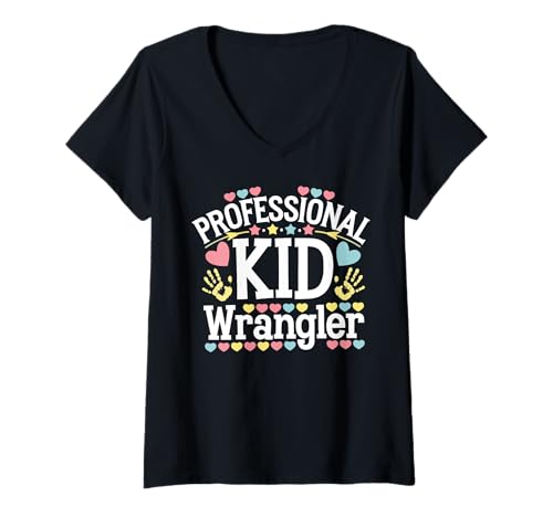 Damen Kinderbetreuungsanbieter Job Daycare Provider Kindertagesstätte Lehrer T-Shirt mit V-Ausschnitt von Childcare Provider Daycare Teacher