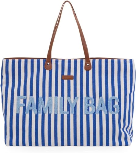 Childhome, Family Bag, Wickeltasche, Reisetasche, Wochenendtasche, großes Fassungsvermögen, abnehmbare Tasche, blaue Streifen von Childhome