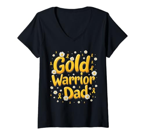 Damen Kindheitskrebs-Bewusstsein Papa T-Shirt mit V-Ausschnitt Damen Kindheitskrebs-Bewusstsein Papa T-Shirt mit V-Ausschnitt von Childhood Cancer Awareness Dad Support Tees Co