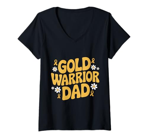 Damen Kindheitskrebs-Bewusstsein Papa T-Shirt mit V-Ausschnitt Damen Kindheitskrebs-Bewusstsein Papa T-Shirt mit V-Ausschnitt von Childhood Cancer Awareness Dad Support Tees