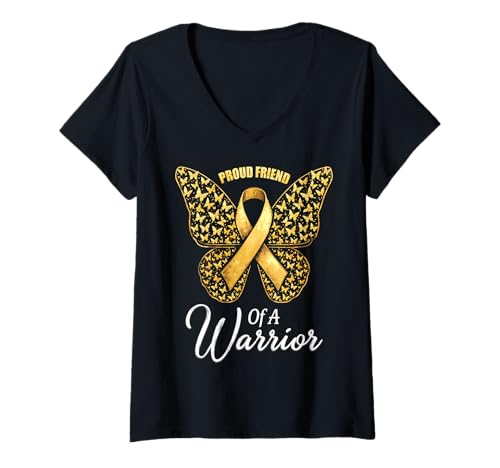 Damen Kindheitskrebs-Bewusstsein Freund T-Shirt mit V-Ausschnitt Damen Kindheitskrebs-Bewusstsein Freund T-Shirt mit V-Ausschnitt von Childhood Cancer Awareness Friend Apparel