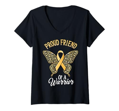 Damen Kindheitskrebs-Bewusstsein Freund T-Shirt mit V-Ausschnitt Damen Kindheitskrebs-Bewusstsein Freund T-Shirt mit V-Ausschnitt von Childhood Cancer Awareness Friend Tees & Gifts