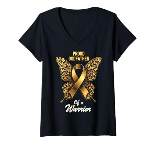 Damen Kindheitskrebs-Bewusstsein Pate T-Shirt mit V-Ausschnitt Damen Kindheitskrebs-Bewusstsein Pate T-Shirt mit V-Ausschnitt von Childhood Cancer Awareness Godfather Tees Co