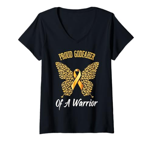 Damen Kindheitskrebs-Bewusstsein Pate T-Shirt mit V-Ausschnitt Damen Kindheitskrebs-Bewusstsein Pate T-Shirt mit V-Ausschnitt von Childhood Cancer Awareness Godfather Tees & Gifts