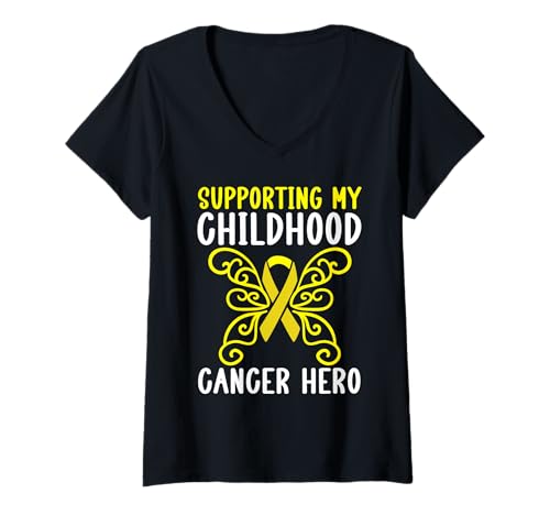 Damen Blutkrebsbewusstsein Leukämie Lymphom Myelom rotes Band T-Shirt mit V-Ausschnitt Damen Blutkrebsbewusstsein Leukämie Lymphom Myelom rotes Band T-Shirt mit V-Ausschnitt von Childhood Cancer Awareness Gold Ribbon