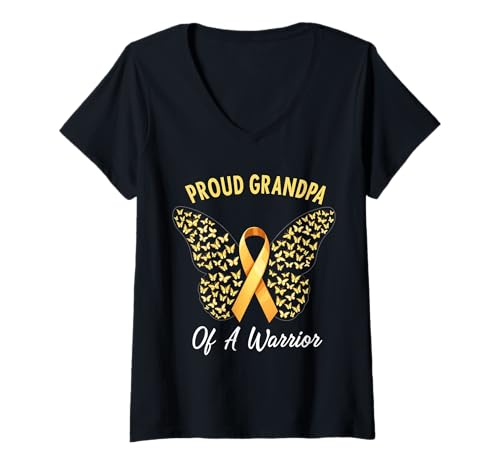Damen Kindheitskrebs-Bewusstsein Opa T-Shirt mit V-Ausschnitt Damen Kindheitskrebs-Bewusstsein Opa T-Shirt mit V-Ausschnitt von Childhood Cancer Awareness Grandpa Apparel Tees