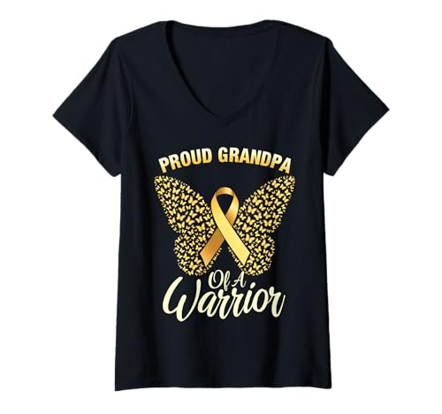 Damen Kindheitskrebs-Bewusstsein Opa T-Shirt mit V-Ausschnitt Damen Kindheitskrebs-Bewusstsein Opa T-Shirt mit V-Ausschnitt von Childhood Cancer Awareness Grandpa Tees & Gifts