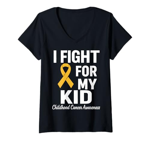 Damen Kindheitskrebs-Bewusstsein Mama Papa T-Shirt mit V-Ausschnitt von Childhood Cancer Awareness Mom Dad Tees