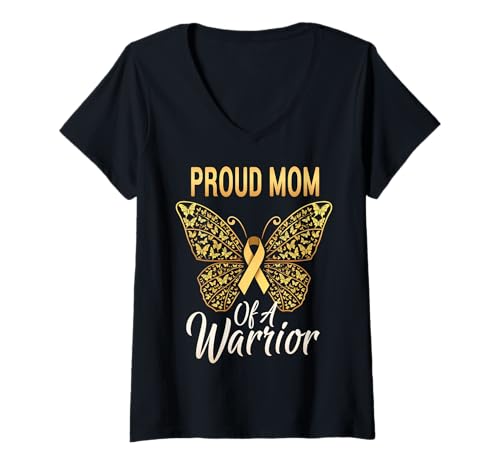 Damen Kindheitskrebs-Bewusstsein Mama T-Shirt mit V-Ausschnitt von Childhood Cancer Awareness Mom Tees & Gifts