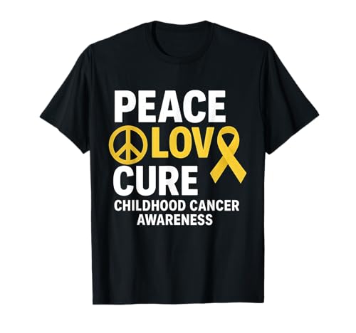 Peace Love Cure Kindheit Krebs Bewusstsein Männer Frauen Kinder T-Shirt Peace Love Cure Kindheit Krebs Bewusstsein Männer Frauen Kinder T-Shirt von Childhood Cancer Awareness tees