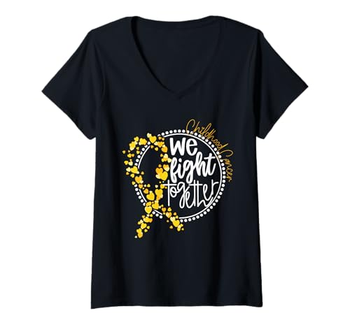 Damen Kindheitskrebs-Bewusstsein We Fight Together T-Shirt mit V-Ausschnitt Damen Kindheitskrebs-Bewusstsein We Fight Together T-Shirt mit V-Ausschnitt von Childhood Cancer We Fight Together Support
