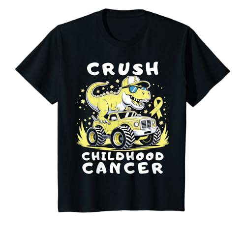 Kinder Kindheitskrebs-Bewusstsein Monster Truck Dinosaurier Jungen Kinder T-Shirt Kinder Kindheitskrebs-Bewusstsein Monster Truck Dinosaurier Jungen Kinder T-Shirt von Childhood cancer toddler supporter T rex for kids