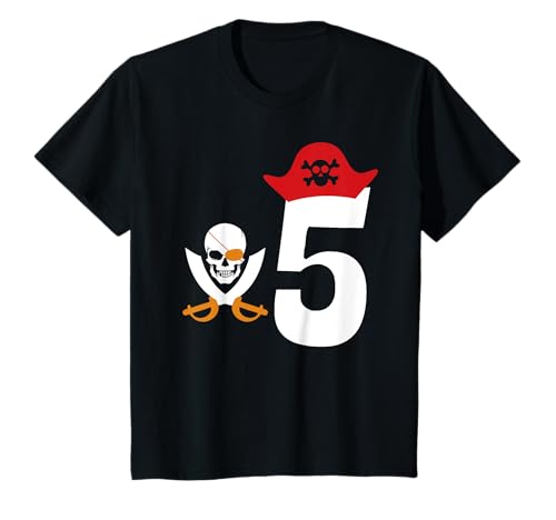 5. Kindergeburtstag Kinder Pirat T-Shirt von Children Birthday Party 5 years