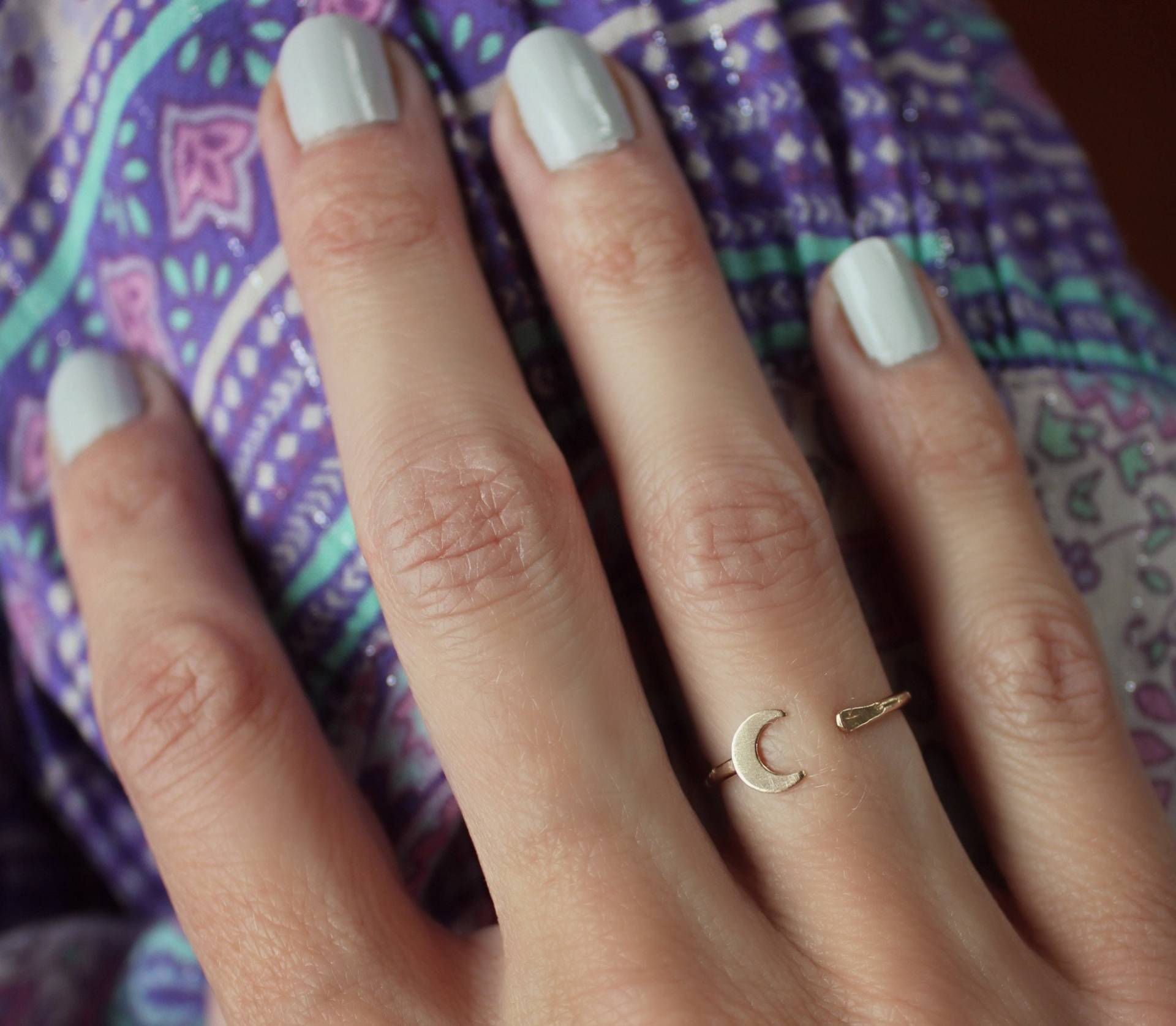 Gold Offener Mond Stapelring - Dünner Goldmond Ring, 14K Gold Filled Ring von ChildrenofFlowers