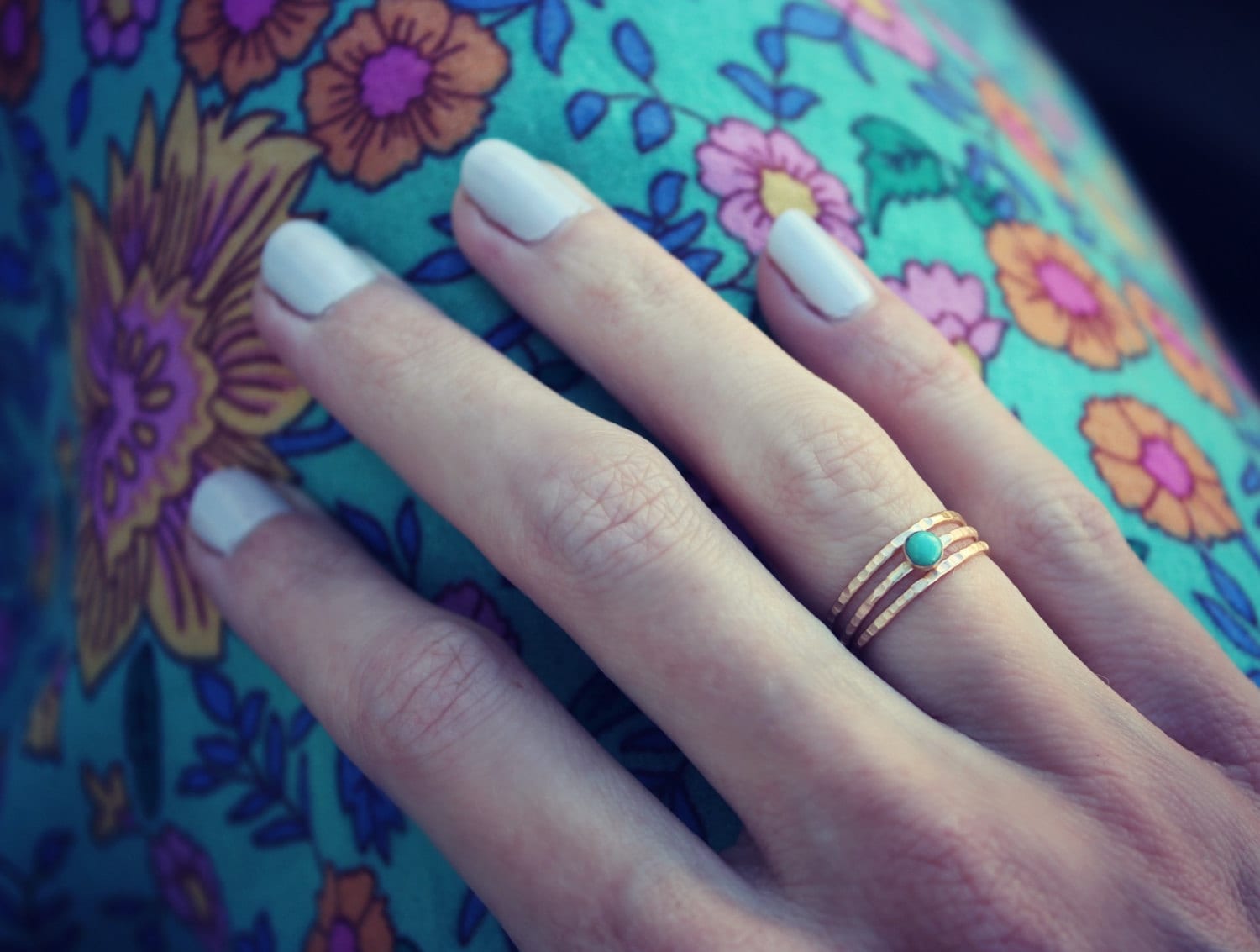 Gold Türkis Stapelring Set - 3Er Ringe, Ringset, 14K Gold Filled Ringe von ChildrenofFlowers