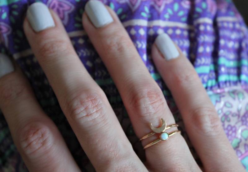 Halbmond Ring, Opal Ring - Ringset, Mondstein Gold Stapelringe 14K Gold Filled Ringe, Oktober Geburtsstein Halbmond Ring, Opal Ring - Ringset, Mondstein Gold Stapelringe 14K Gold Filled Ringe, Oktober Geburtsstein von ChildrenofFlowers