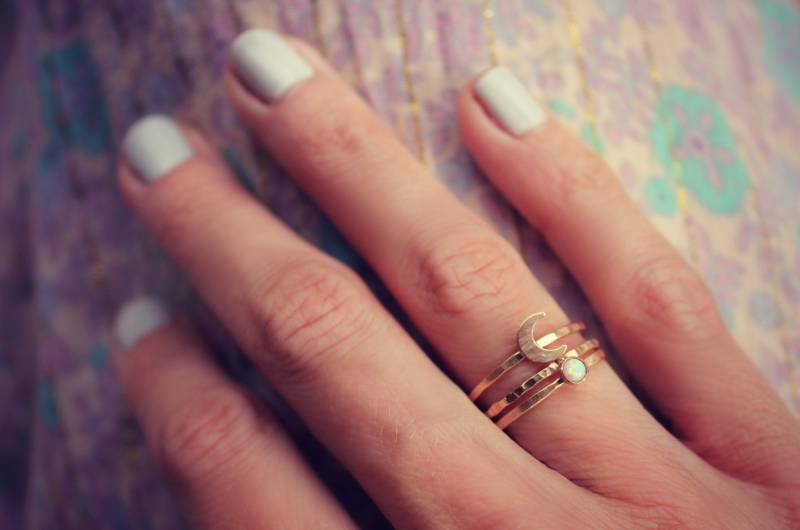 Halbmond Ring, Opal Ring - Stapelringe, Mond Set, Gold Stapelring Set Opalringe, 14K Gold Filled Ringe, Schmuck Halbmond Ring, Opal Ring - Stapelringe, Mond Set, Gold Stapelring Set Opalringe, 14K Gold Filled Ringe, Schmuck von ChildrenofFlowers