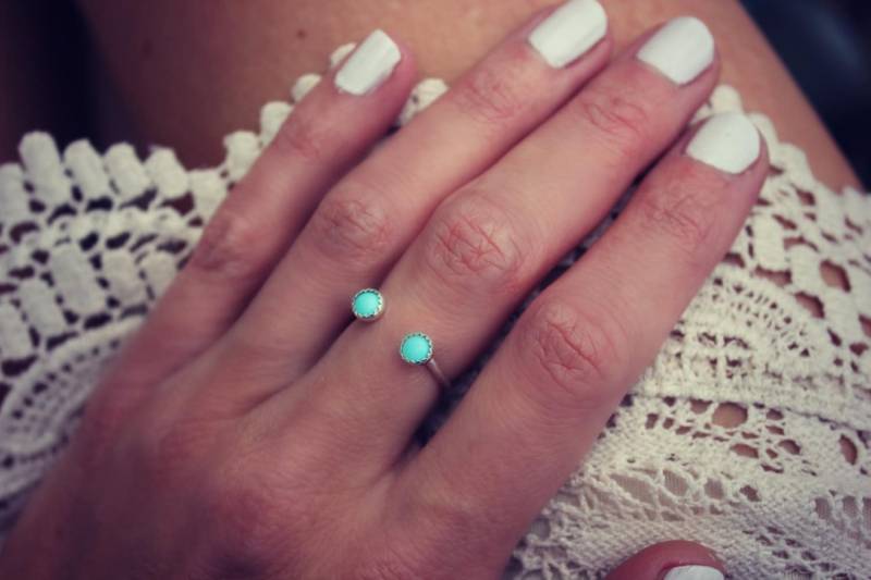 Türkis Ring, Sterling Silber Stapelring, Midi Dual Ring Offen Türkis Ring, Sterling Silber Stapelring, Midi Dual Ring Offen von ChildrenofFlowers