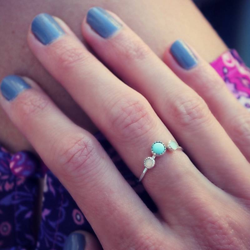 Türkis Und Opal Ring, Sterling Silber Stapelring, Midi Stapelbarer Ring Türkis Und Opal Ring, Sterling Silber Stapelring, Midi Stapelbarer Ring von ChildrenofFlowers