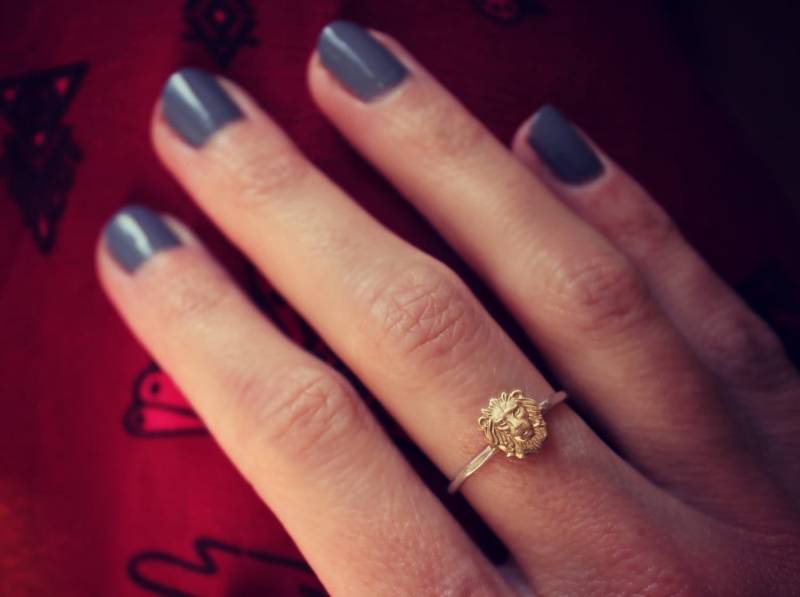 sterling Silber Ring Mit Messinglöwe, Gehämmerter Ring, Löwenring von ChildrenofFlowers