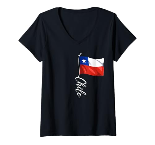 Damen Chile Flaggen T-Shirt mit V-Ausschnitt Damen Chile Flaggen T-Shirt mit V-Ausschnitt von Chile Geschenk