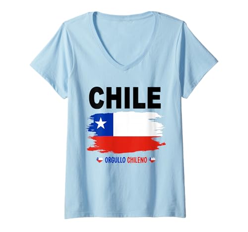 Damen Chile Flag Outfit Idee für Frauen & chilenische Wurzeln Erbe T-Shirt mit V-Ausschnitt Damen Chile Flag Outfit Idee für Frauen & chilenische Wurzeln Erbe T-Shirt mit V-Ausschnitt von Chilean Flag Accessories Idea For Toddlers & Kids