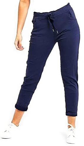 Damen Damen Stretch Plain Magic Comfy Lagenlook Hosen Jogger Jeggings Hosen Italienisch, navy, 46/48 Große Größen Damen Damen Stretch Plain Magic Comfy Lagenlook Hosen Jogger Jeggings Hosen Italienisch, navy, 46/48 Große Größen von Chilgoza