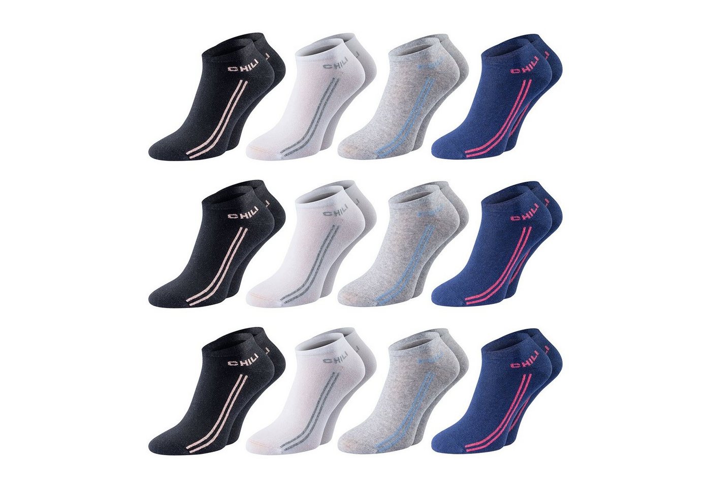 Chili Lifestyle Strümpfe Sneaker Woman Socken, 12 Paar, für Damen, Sport, Freizeit, Baumwolle von Chili Lifestyle