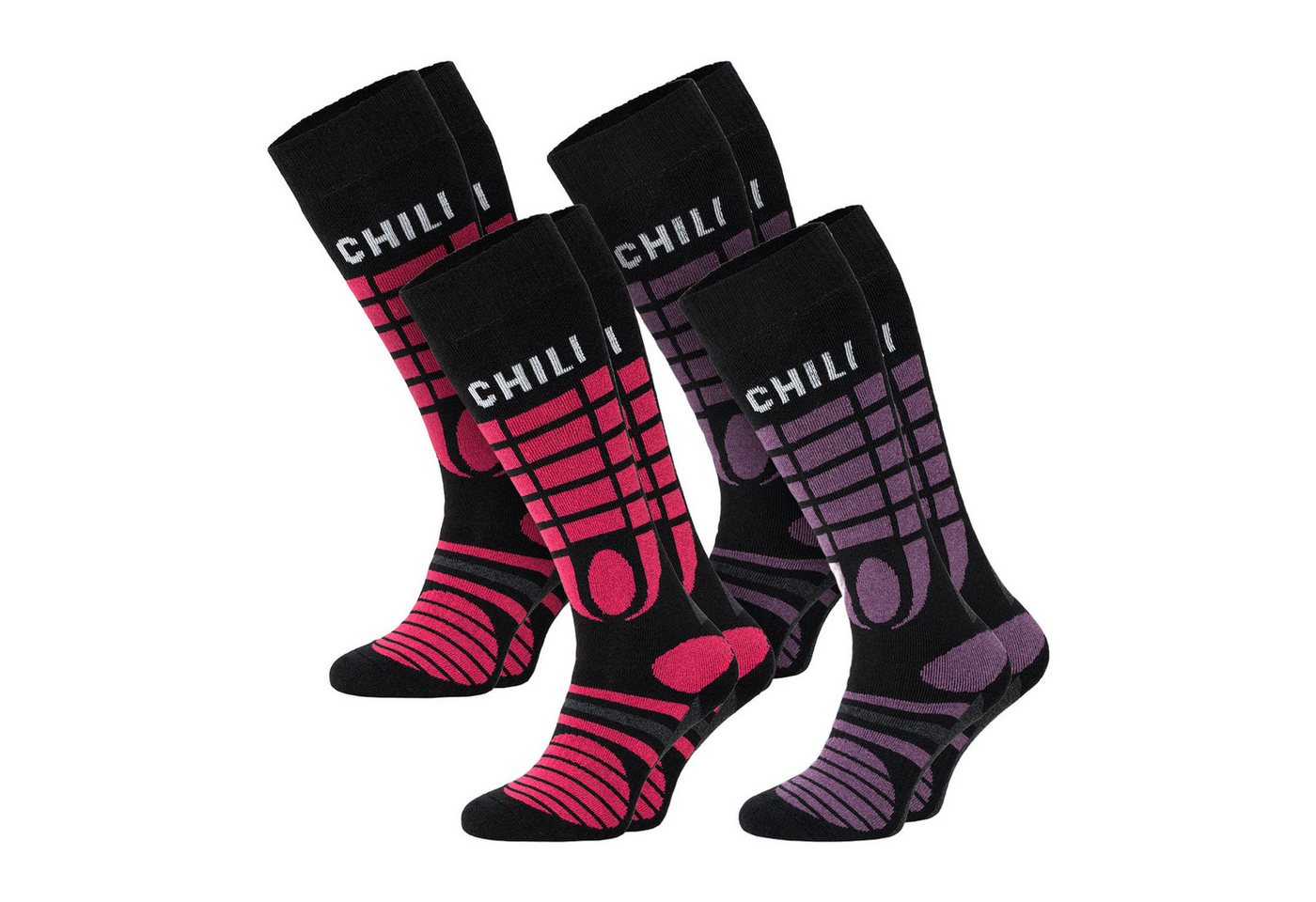 Chili Lifestyle Strümpfe Ski Knie Damen Socken, 4 Paar, Thermo, Skistrümpfe, Thermosocken von Chili Lifestyle