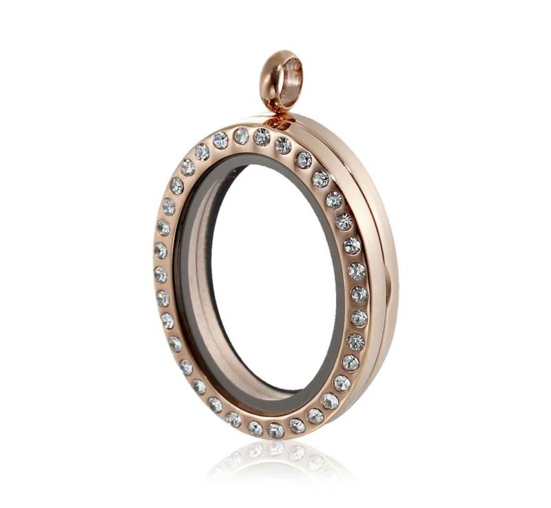 1 X Medaillon Edelstahl Rose Gold Strass 36X23mm von Chilihonig