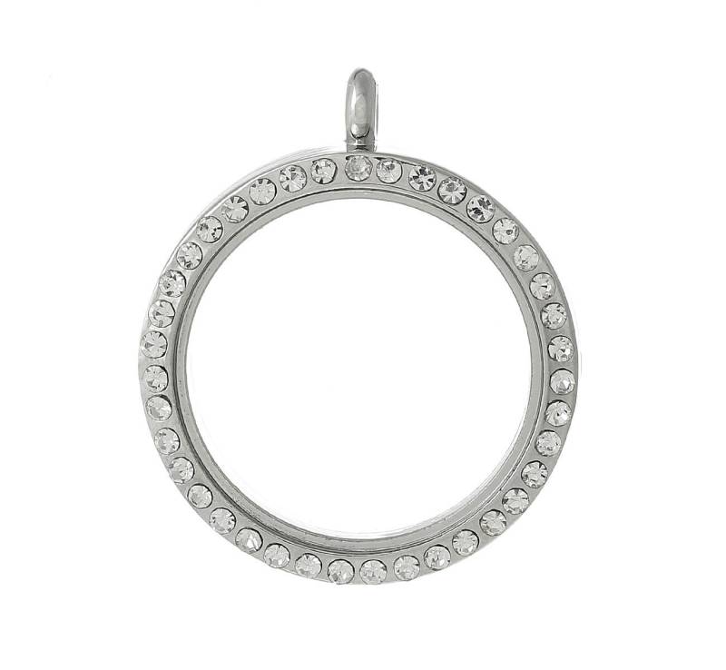 1 X Medaillon Silber Strass 37X31mm von Chilihonig