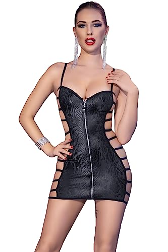 Chilirose Damen Dessous Gogo Minikleid schwarz mit Schlangenmuster und Cut-Outs inkl String knappes Kleid Größe: S von Chilirose