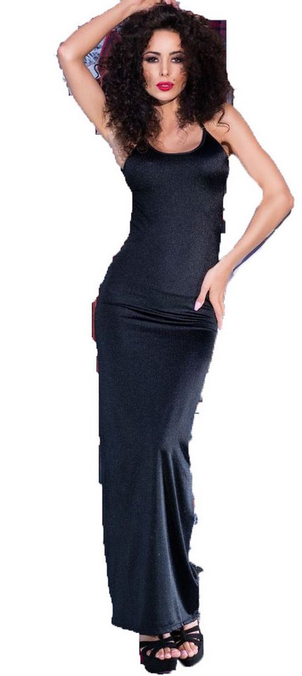 Chilirose Minikleid Frauen Dessous Negligee enges Maxikleid Partykleid in schwarz mit Stri von Chilirose