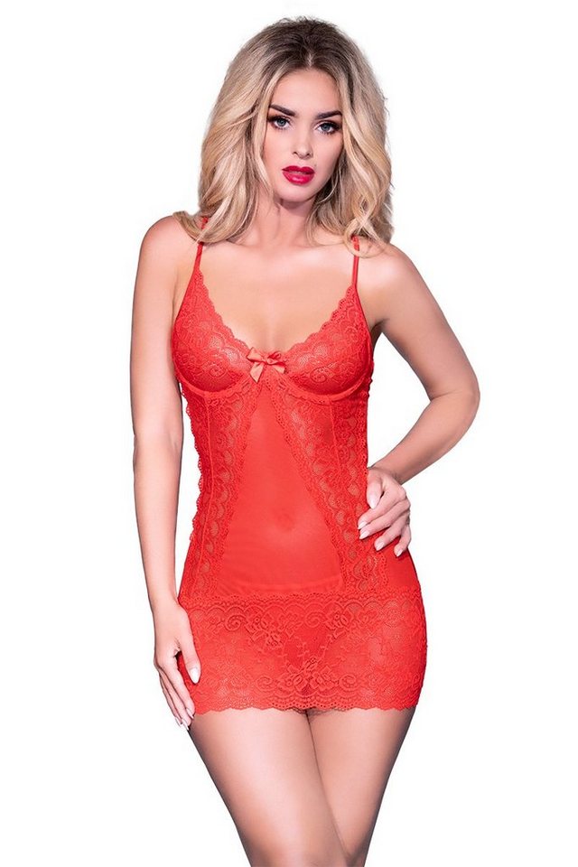 Chilirose Negligé Spitzen-Babydoll rot (2-tlg) von Chilirose