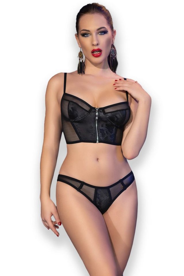 Chilirose Set: Bügel-BH Bustier-Set schwarz mit Schlangenmuster (Set) von Chilirose