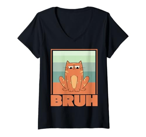 Damen Bruh Cat Meme, lustiges Haustier, Humor T-Shirt mit V-Ausschnitt Damen Bruh Cat Meme, lustiges Haustier, Humor T-Shirt mit V-Ausschnitt von Chill Cat Creations