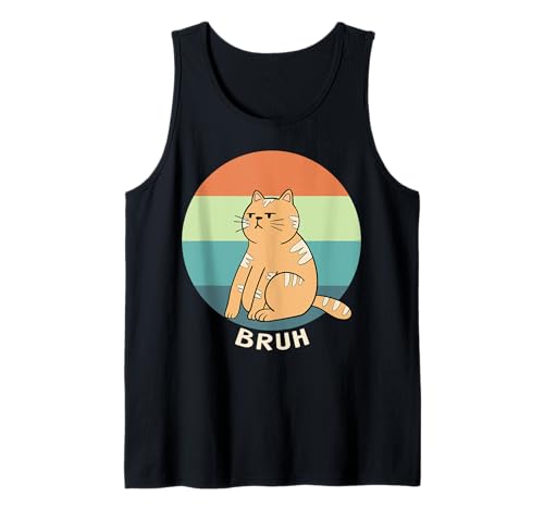 Herren Retro Cat Bruh Meme, sarkastischer Humor Tank Top Herren Retro Cat Bruh Meme, sarkastischer Humor Tank Top von Chill Cat Creations